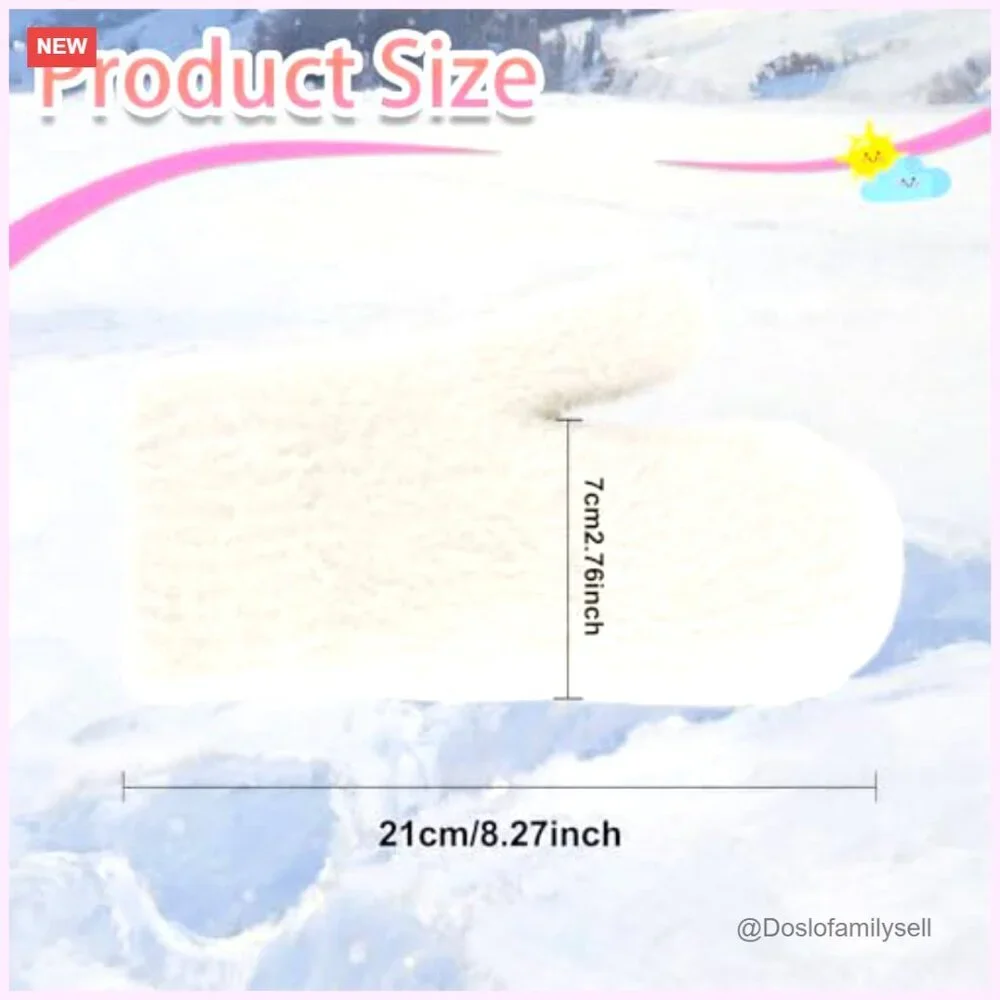 Women's Faux Rabbit Fur Knitted Mittens - Thick Warm Cold Weather Gloves